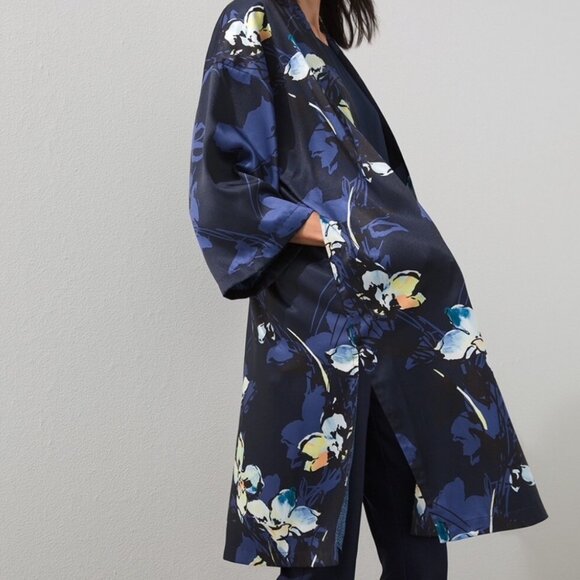 Blue Floral Kimono by Chico's L/XL - Picture 1 of 6